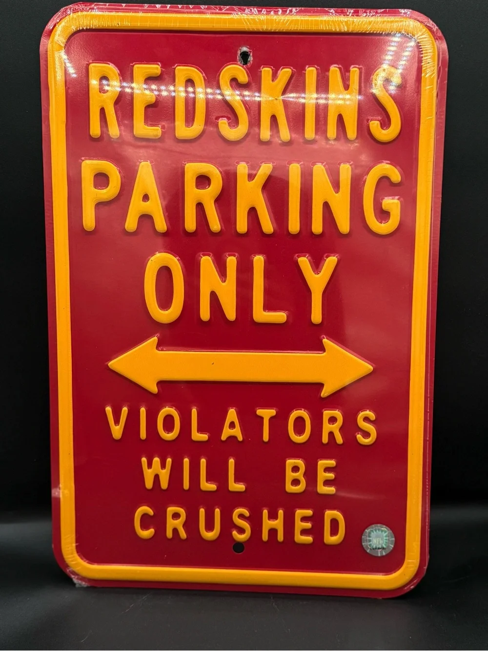 Vintage-Style 'Redskins Parking Only' Metal Sign in Burgundy and Gold